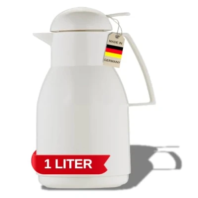 Afbeelding van Helios Top Push kunststof thermoskan, wit, 1 liter