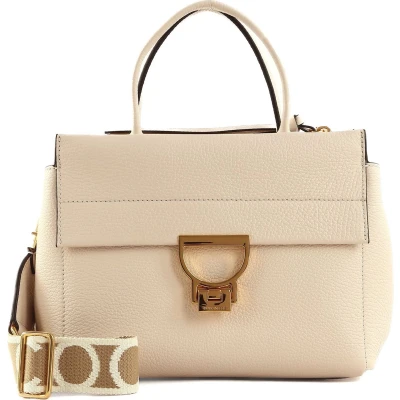 Afbeelding van COCCINELLE Handtas Schoudertas Arlettis Signature Handbag Grained Leather Lambskin White Crème