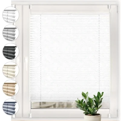 Afbeelding van Sonello Plisségordijn Crush Klemmfix zonder boren 60cm x 160cm Wit rolgordijnen met klembeugel Plissé voor raam/deur geplooide klemmen ondoorzichtig inkijkbescherming zonwering rolgordijn