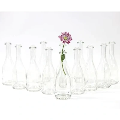 Afbeelding van gouveo Set van 12 glazen vazen Rustica200 ronde bloemenvazen glas kleine decoratieve voor thuis, bruiloften, verjaardagen, feesten