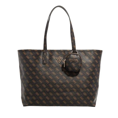 Afbeelding van GUESS Shopper Schoudertas Power Play Large Tech Tote Brown Logo Donkerbruin