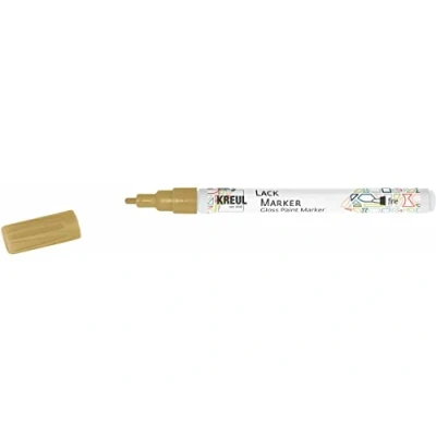 Afbeelding van KREUL 47220 Lakverfstift fijn goud, met ronde punt, lijndikte 1 2 mm, voor het ontwerpen, labelen en versieren van kleine, originele geschenken, kaarten nog veel meer.
