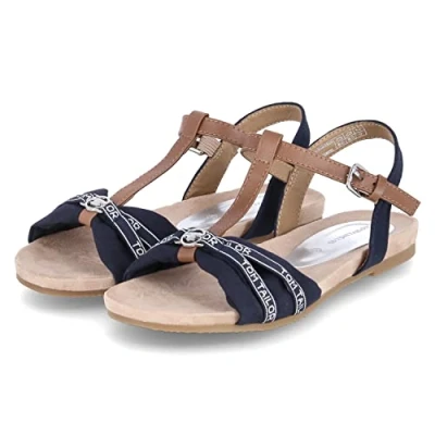 Afbeelding van Tom Tailor Dames 5392208 platte sandalen, marineblauw, 39 EU, navy, EU