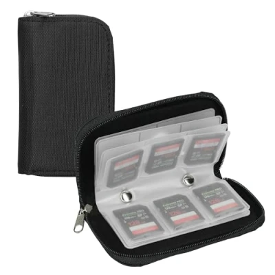 Afbeelding van kwmobile Micro SD kaart hoesje compatibel met SD/SD/SDHC hoes Flip case stickers Max. 22x geheugenkaart In zwart