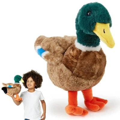 Afbeelding van Zappi Co Colvert Duck Pluche (30 cm) helder, zacht, eend, milieuvriendelijk, ideaal voor fantasierijk spel van kinderen in de kleine vijver, gemaakt 100% gerecycled materiaal