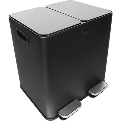 Afbeelding van Buxibo Prullenbak Afvalscheiding 30 Liter Vuilnisbak met Pedalen &amp; Handvatten Pedaalemmer/Afvalbak/Vuilnisbakbak 2x15L Zwart