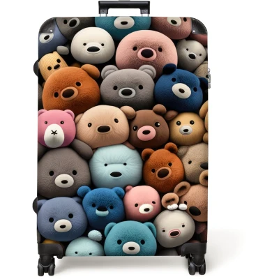 Afbeelding van NoBoringSuitcases.com® Koffer groot Reiskoffer lichtgewicht Teddybeer Knuffel Dieren Meisjes Jongens Rolkoffer met 4 wielen Grote trolley XL 98 liter bagage