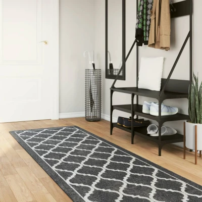 Afbeelding van vidaXL Vloerkleed wasbaar anti slip 80x300 cm zwart en wit