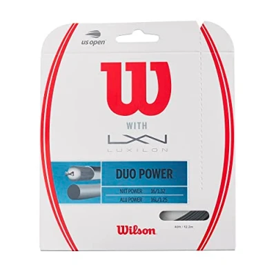 Afbeelding van Wilson Tennisracket snaar, Duo Power, 40 ft, hybride snaar met Luxilon Alu Power en NXT zilver/transparant/natuurlijk, Unisex, WRZ949710