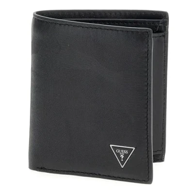 Afbeelding van GUESS Leren Portemonnee Mito Billfold Coin Pocket Wallet Black Zwart