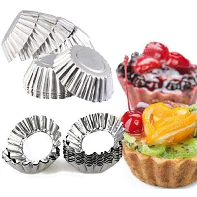 Afbeelding van 20 stks Bakken Circulaire Ei Taart Aluminium Cupcake Cake Cookie Mould Gevoerd Tin Tool Cups Pannen