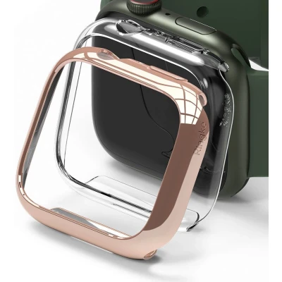 Afbeelding van Ringke Slim Apple Watch 7/8/9 45MM Case Transparant Roze Goud (2 Pack)