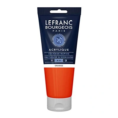 Afbeelding van Lefranc Bourgeois 300401 fijne acrylverf, hoog gepigmenteerd, goede dekking, romige homogene textuur 200ml tube, Orange
