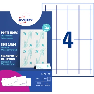 Afbeelding van Tafelnaambord Avery L4794 10 120x45mm wit 40stuks