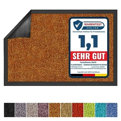 Afbeelding van Floordirekt Schoonloopmat ‘Rhine’ wasbare en effectieve vloermat/vuilvangmat/deurmat met Antislip achterkant Polyamide 40 x 60 cm bruin