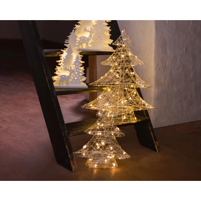 Afbeelding van Stalen kerstboom op batterijen met 30 micro LED lampjes 40CM