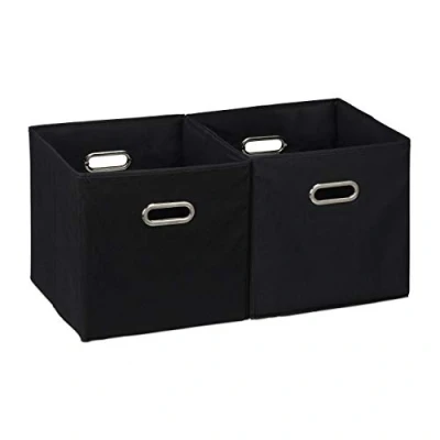 Afbeelding van Relaxdays opbergbox stof set van 2 opvouwbaar opbergmand 30 cm kast organizer zwart
