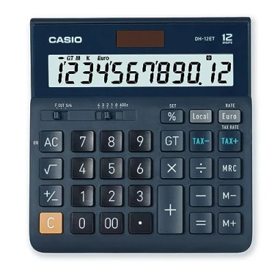 Afbeelding van Casio DH 12ET Bureaurekenmachine Donkerblauw Aantal displayposities: 12 werkt op zonne energie (l x b) 101 mm 159