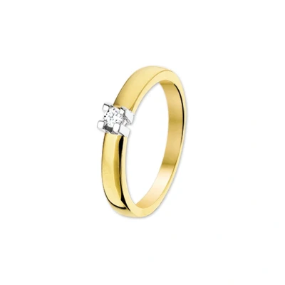 Afbeelding van Bicolor gouden ring met diamant 0.10 crt