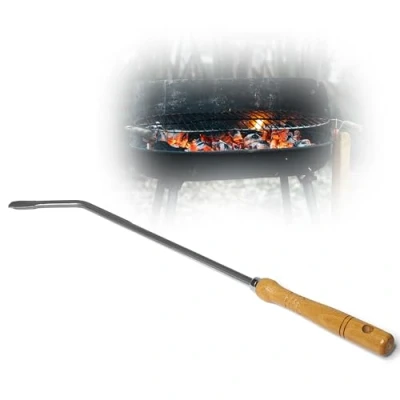 Afbeelding van Stocheizer met houten handvat, komreizen pookhaak, gloeikrabber, haardaccessoires, haardbestek, vuurhaak, asschraper (1, stokijzer)