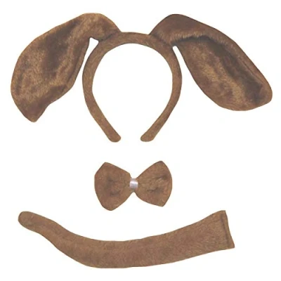 Afbeelding van Petitebelle Lange Ear Hond Hoofdband Bowtie Staart 3st Kostuum (Bruin, Eén maat)