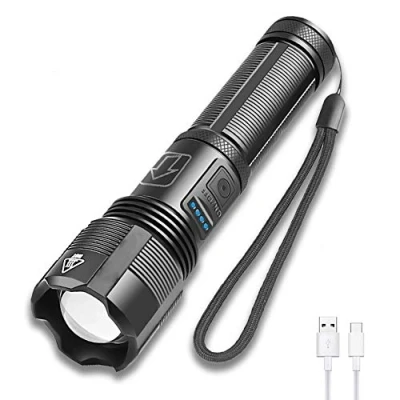 Afbeelding van WESLITE XHP70.2 Extreem heldere led zaklamp, 6000 lumen, tactische USB oplaadbare outdoor IPX4 waterdicht, 5 modi, zoombaar, met accu, voor kamperen, wandelen