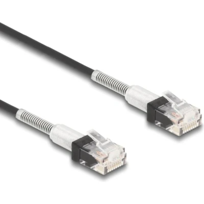 Afbeelding van Delock RJ45 Netzwerkkabel mit doppeltem Knickschutz Cat.6A UTP Slim 0,
