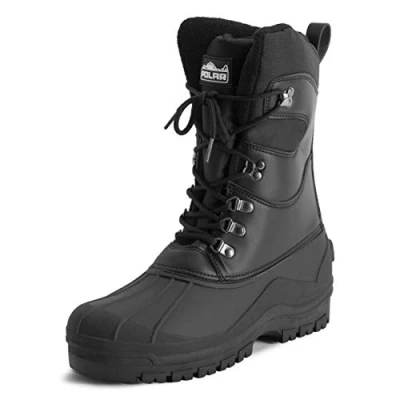 Afbeelding van Polar heren hoge mesh overlay nylon eend waterdichte rubberen zool winter snowboots zwart leer UK10 / EU44 YC0678