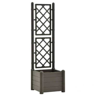 Afbeelding van Plantenbak met latwerk 43x43x142 cm PP antracietkleurig