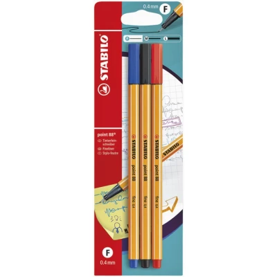 Afbeelding van Fineliner STABILO point 88/3 fijn assorti blister à 3 stuks