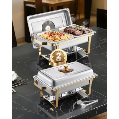 Afbeelding van VEVOR Chafing Dish Set Voedselwarmer Roestvrij Staal 2 delig 4 Containers Half Size
