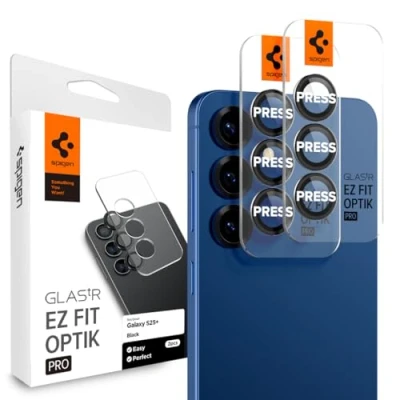 Afbeelding van Spigen Glas.tR EZ Fit Optik Pro Camera Screenprotector compatibel met Samsung Galaxy S25 Plus, 2 Stuks, Zwart, Individuele camerabescherming, Geen storing voor flitsfunctie, Glas
