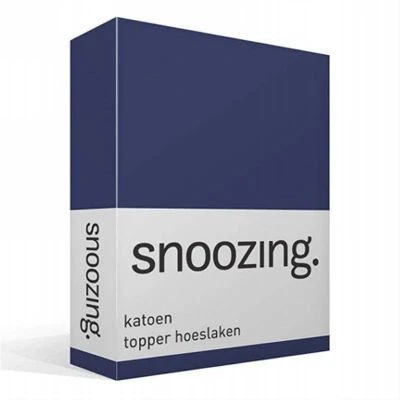 Afbeelding van Snoozing Katoen Topper Hoeslaken Eenpersoons 90x220 cm Navy