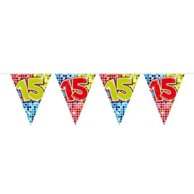 Afbeelding van 15 Jaar Mini Vlaggenlijn Birthday Blocks 3 meter