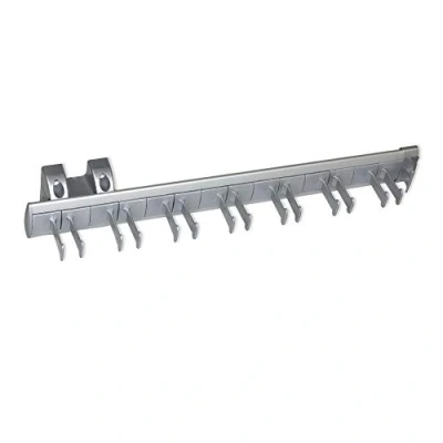 Afbeelding van Eleganca Kledingstang Riemhouder Riemhanger Uittrekbaar riemenrek Ruimte voor 7 riemen Gemakkelijk te monteren 44,7x8x8,5cm Grijs/Zilver