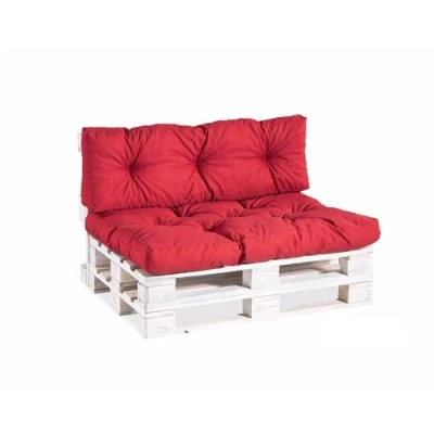 Afbeelding van Gutekissen, palletkussens, tuinbankkussens, gewatteerde kussens gevuld met gegranuleerd Poulirette schuim, vele kleuren en maten PPI (Set (Zitkussen 120x80 +Rugleuning 120x40), Red)