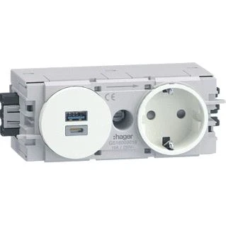 Afbeelding van Hager ecoline contacdoos 1 voudig met usb lader a c wago prof verkeerswt gs16009016