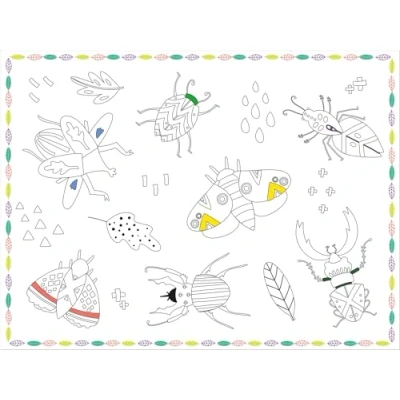Afbeelding van Folat 62803 kinderverjaardag decoratie bosdieren kleurtafelsets Buzzing Bugs 40 x 30 cm 6 stuks Party servies papier, wit