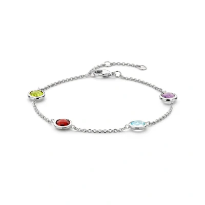 Afbeelding van Zilver Gerhodineerd Armband Kleurstenen 17 18,5 20 Cm 1338801