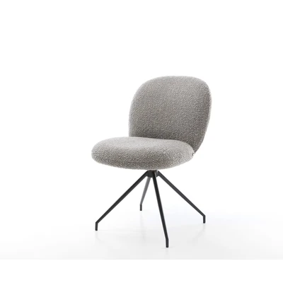 Afbeelding van Eetkamerstoel Nube Flex kruisframe conisch zwart bouclé zilver grijs pocketveer kern 180 draaibaar