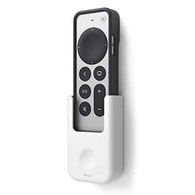 Afbeelding van elago Apple TV Houder Compatibel met 4K Siri Afstandsbediening 2e Generatie (2021) Herbruikbare Gel Pad Of Schroef Montage Opties, Muurbevestiging, Duurzaam Materiaal (Wit)