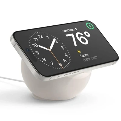 Afbeelding van elago MS2 Oplaadstandaard Compatibel met MagSafe lader Premium Siliconenstandaard iPhone 15,14,13,12 modellen [MagSafe niet inbegrepen] (Stone)
