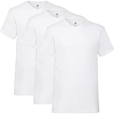 Afbeelding van 3 Pack Fruit of the Loom V Hals Maat XXXL (3XL) Valueweight Kleur Wit