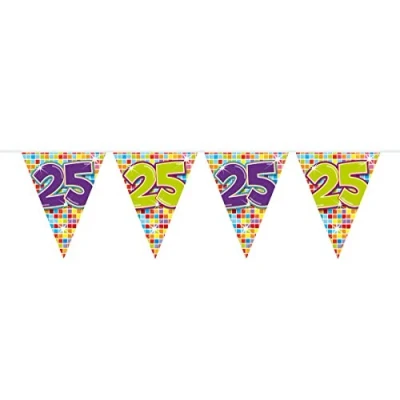 Afbeelding van 25 Jaar Mini Vlaggenlijn Birthday Blocks 3 meter