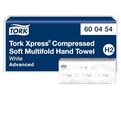 Afbeelding van Tork Xpress Gecomprimeerde Zachte Multifold Handdoeken Wit H2, Advanced, 2 laags, M vouw, Absorberend, 6 x 200 vellen, 600454
