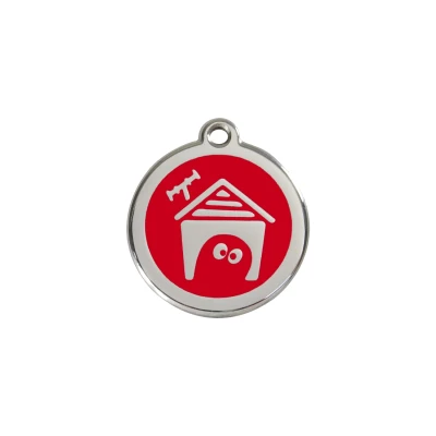 Afbeelding van Dog House Red roestvrijstalen hondenpenning small/klein dia. 2 cm RedDingo