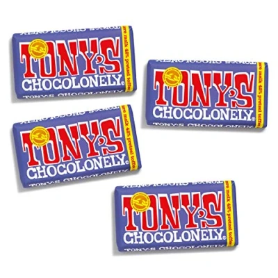 Afbeelding van Tony&#039;s Chocolonely Donkere Melk Pretzel Toffee Chocolade Reep 4 x 180 gram Chocola