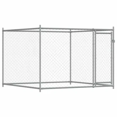 Afbeelding van vidaXL Hondenhok met deur 2x2x1,5 m gegalvaniseerd staal grijs