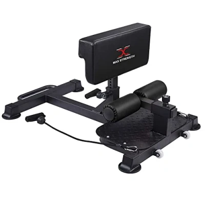 Afbeelding van MAXSTRENGTH Sissy Squat Bench Trainer Sit Up Machine Ab Workout Home Gym Verstelbaar fitnessapparatuur Extension Heavy Duty Fitness CrossFit met Weerstandsband Zwart (zonder band)