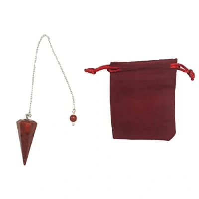 Afbeelding van Natuursteen slinger jaspis, kristallen slinger, zeshoekig, vintage, voor radiesthesie, chakra, reiki, waarzeggerij, meditatie, wicca (rood)